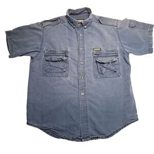 Remington Mens Fishing Hunting Button Front Shirt Short Sleeve Fits Large Faded